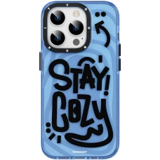 Coque iPhone 14 Pro Max - Youngkit Happy Mood Glossy Case Stay Cozy - Bleu
