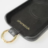 Coque iPhone 14 Pro Max - Premium cuir véritable de luxe avec lanière en cuir réglable et amovible + MagSafe - Noir