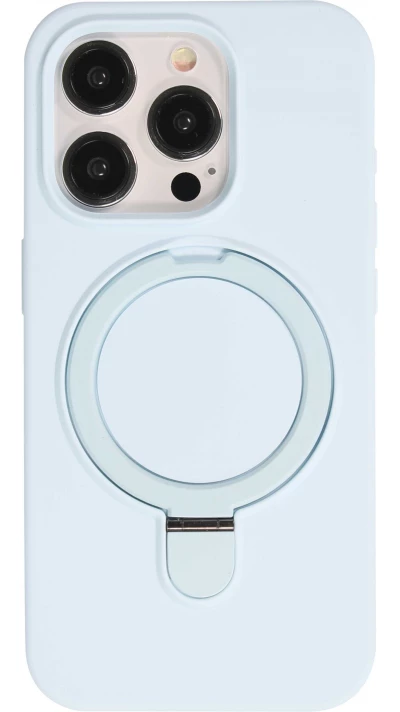 Coque iPhone 15 Pro - Silicone mat MagSafe avec anneau de support - Bleu clair
