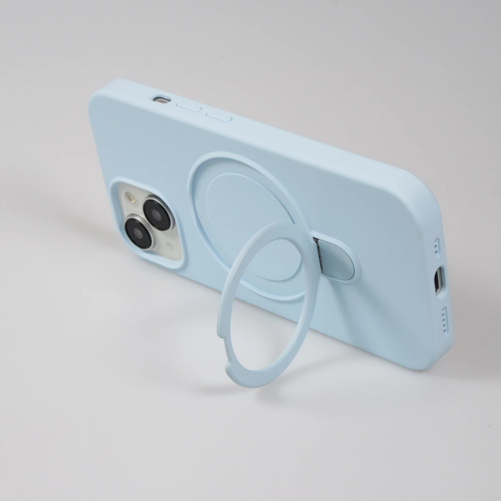 Coque iPhone 14 Pro Max - Silicone mat MagSafe avec anneau de support - Bleu clair