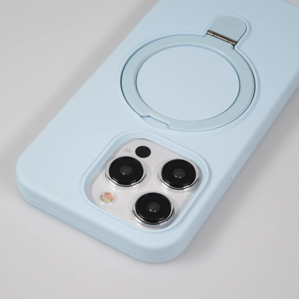 Coque iPhone 14 Pro Max - Silicone mat MagSafe avec anneau de support - Bleu clair