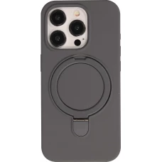 iPhone 14 Pro Case H&uuml;lle - Silikon matt MagSafe mit Haltering - Grau