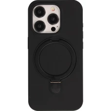 Coque iPhone 15 Pro Max - Silicone mat MagSafe avec anneau de support - Noir