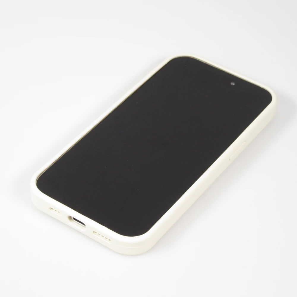 Coque iPhone 15 Pro - Silicone mat MagSafe avec anneau de support - Vanille