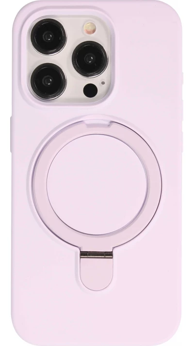 Coque iPhone 14 Pro - Silicone mat MagSafe avec anneau de support - Violet clair