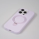 Coque iPhone 15 Pro - Silicone mat MagSafe avec anneau de support - Violet clair