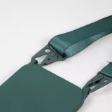 iPhone 14 Pro Max Case Hülle - Silikon matt mit Trageschlaufe und Metall Karabiner - Dunkelgrün