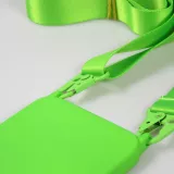 Coque iPhone 14 Pro - Silicone mat avec lanière et mousqueton en fer - Vert