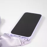 iPhone 14 Pro Case Hülle - Silikon matt mit Trageschlaufe und Metall Karabiner - Hellviolett