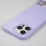 iPhone 14 Pro Case Hülle - Silikon matt mit Trageschlaufe und Metall Karabiner - Hellviolett