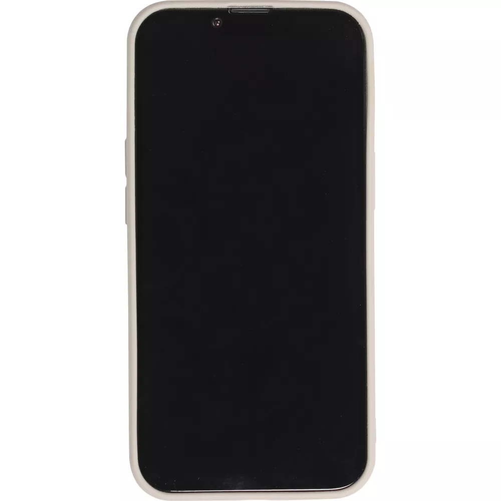 iPhone 16 Pro Case Hülle - Silikon matt Herzdesign gold - Grau