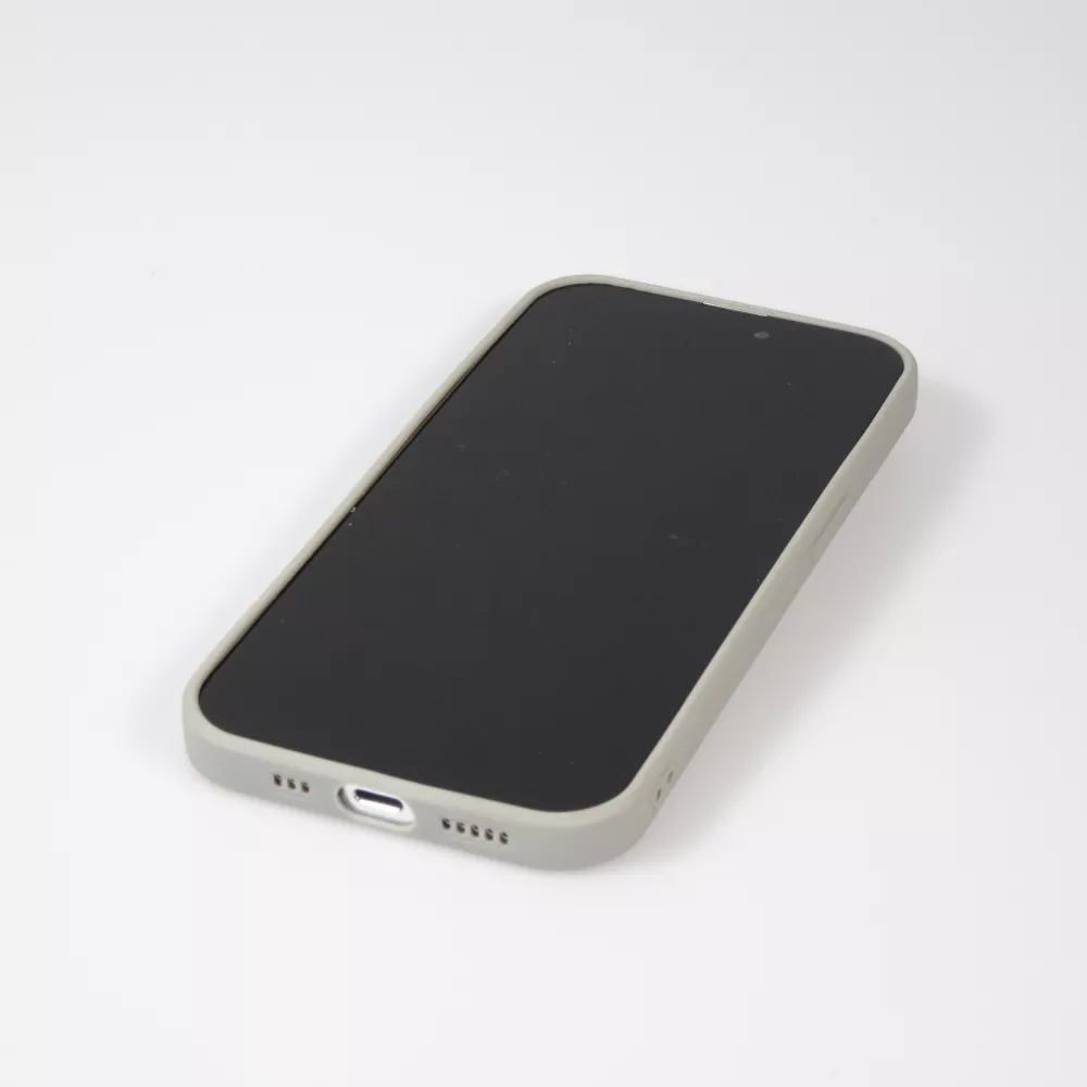 iPhone 16 Pro Case Hülle - Silikon matt Herzdesign gold - Grau