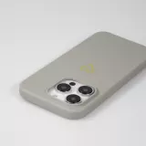 iPhone 16 Pro Case Hülle - Silikon matt Herzdesign gold - Grau