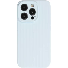 Coque iPhone 14 Pro Max - Silicone mat soft touch avec lignes en relief  - Bleu clair