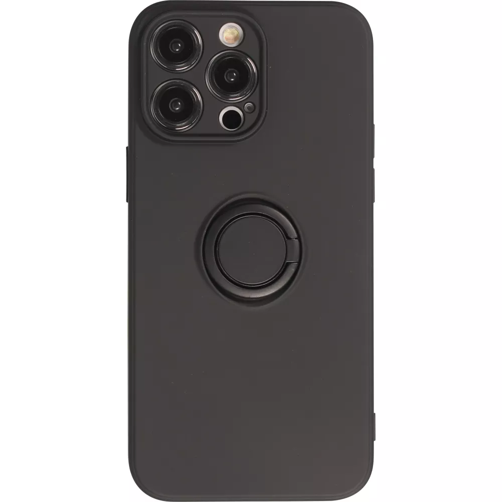 iPhone 14 Pro Case Hülle - Soft Touch mit Ring - Schwarz