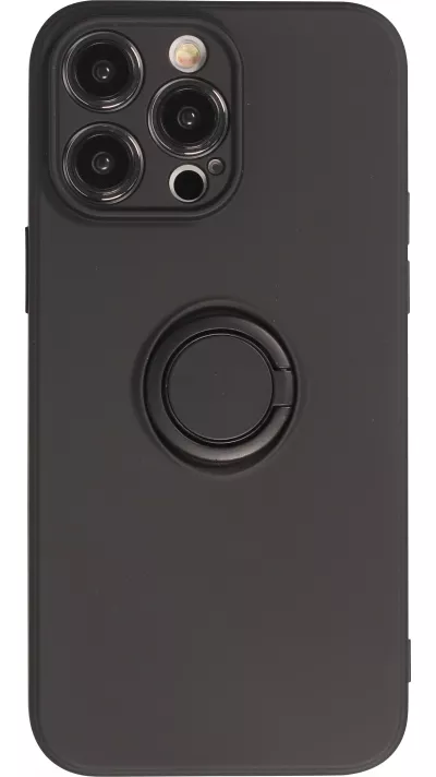 iPhone 14 Pro Case Hülle - Soft Touch mit Ring - Schwarz