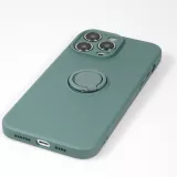 iPhone 14 Pro Max Case Hülle - Soft Touch mit Ring - Dunkelgrün