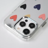 Coque iPhone 15 Pro Max - Silicone transparent Many Hearts avec effet miroir