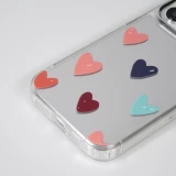 Coque iPhone 15 Pro Max - Silicone transparent Many Hearts avec effet miroir