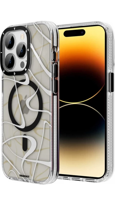 Coque iPhone 14 Pro - Youngkit Ink Series semi-transparent MagSafe - Noir