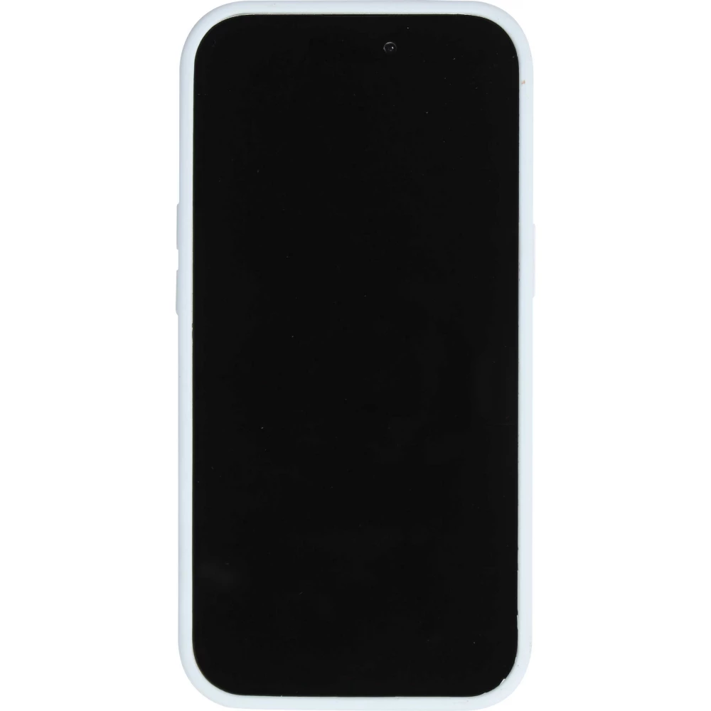 Coque iPhone 15 - Silicone mat MagSafe avec anneau de support - Bleu clair