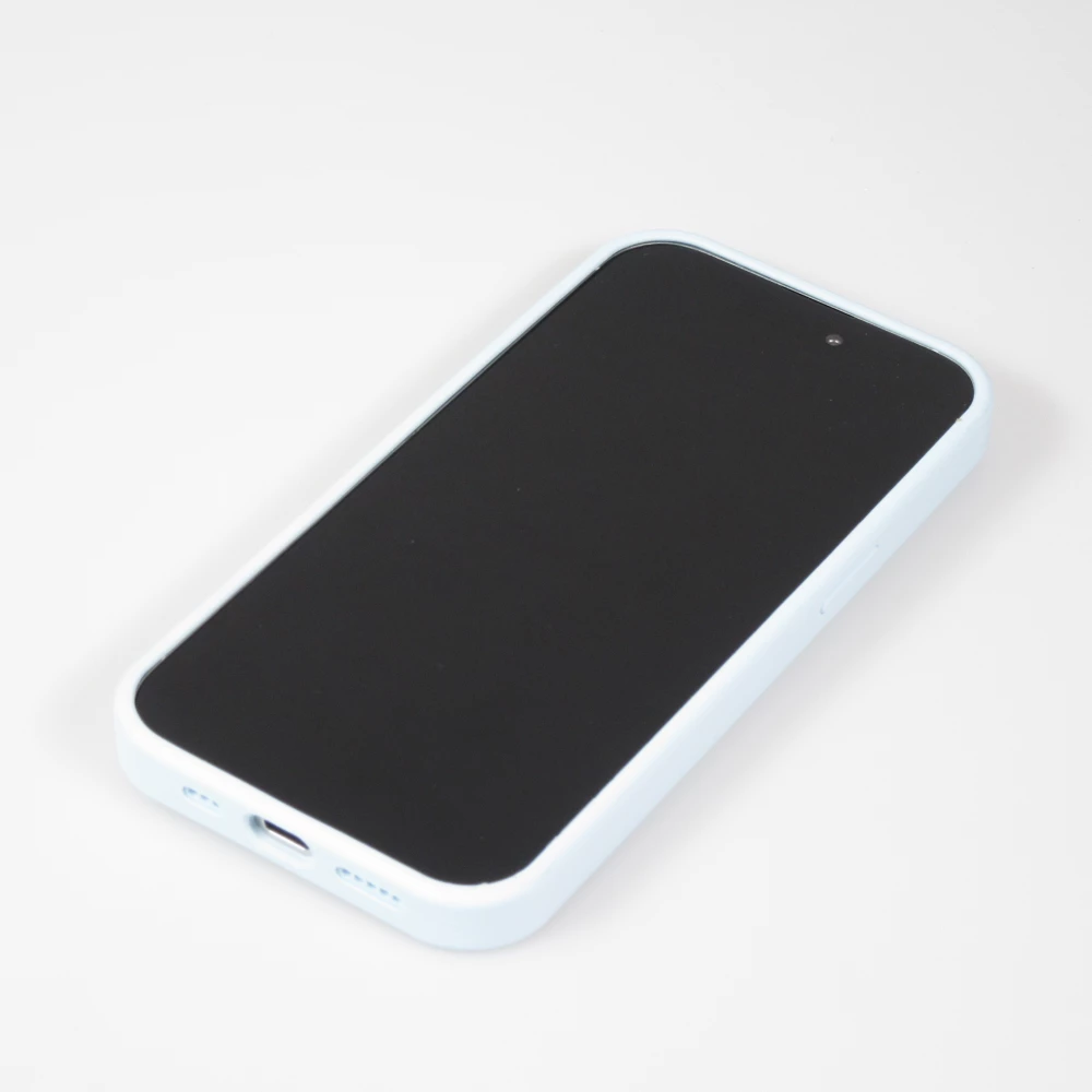 Coque iPhone 15 - Silicone mat MagSafe avec anneau de support - Bleu clair