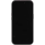 Coque iPhone 15 - Silicone mat MagSafe avec anneau de support - Gris