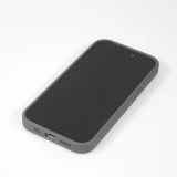 Coque iPhone 15 - Silicone mat MagSafe avec anneau de support - Gris