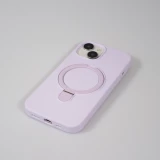 iPhone 14 Case H&uuml;lle - Silikon matt MagSafe mit Haltering - Hellviolett