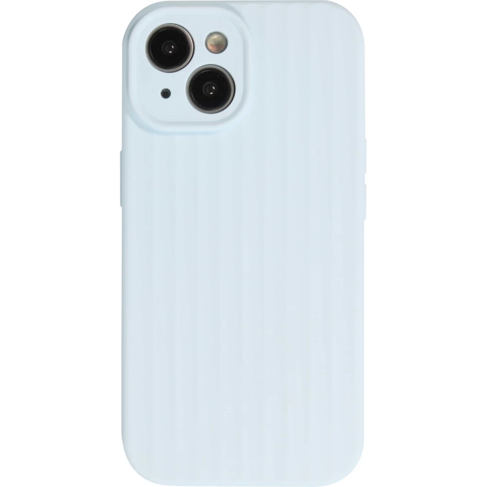 iPhone 15 Case Hülle - Mattes Soft-Touch-Silikon mit Relieflinien - Hellblau