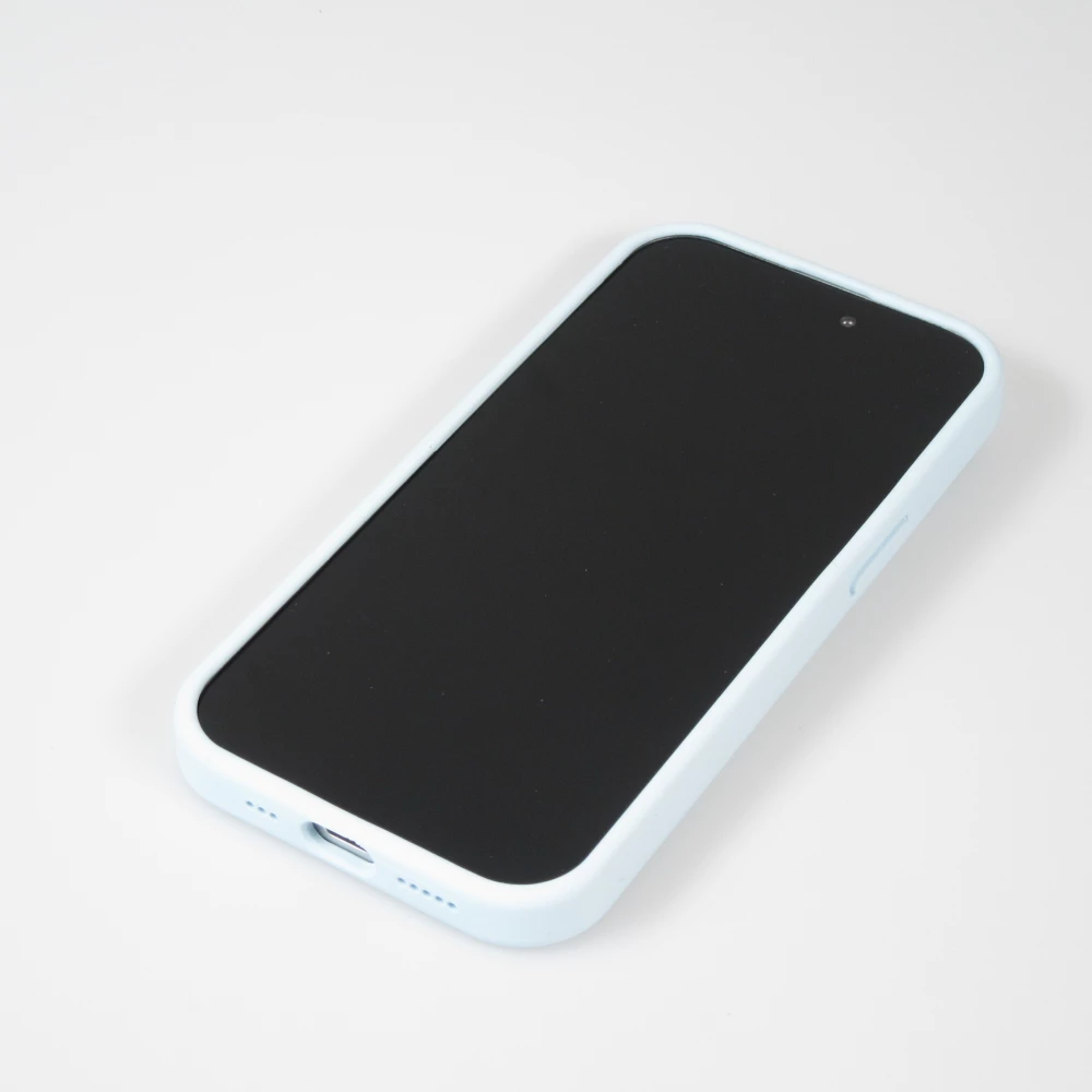 iPhone 15 Case Hülle - Mattes Soft-Touch-Silikon mit Relieflinien - Hellblau