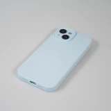 iPhone 15 Case Hülle - Mattes Soft-Touch-Silikon mit Relieflinien - Hellblau
