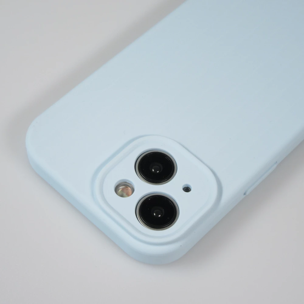 iPhone 15 Case Hülle - Mattes Soft-Touch-Silikon mit Relieflinien - Hellblau
