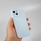 iPhone 15 Case Hülle - Mattes Soft-Touch-Silikon mit Relieflinien - Hellblau