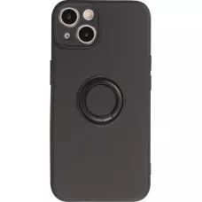 Coque iPhone 14 - Soft Touch avec anneau - Noir
