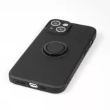 Coque iPhone 14 - Soft Touch avec anneau - Noir