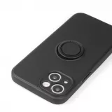 Coque iPhone 14 - Soft Touch avec anneau - Noir