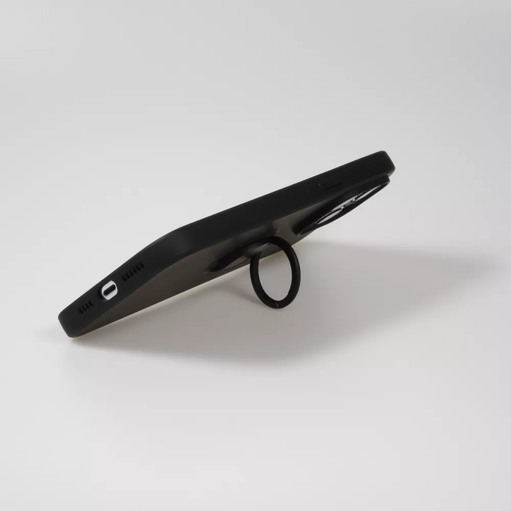 Coque iPhone 14 - Soft Touch avec anneau - Noir