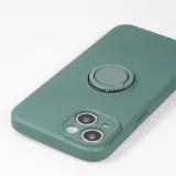 Coque iPhone 14 - Soft Touch avec anneau - Vert foncé