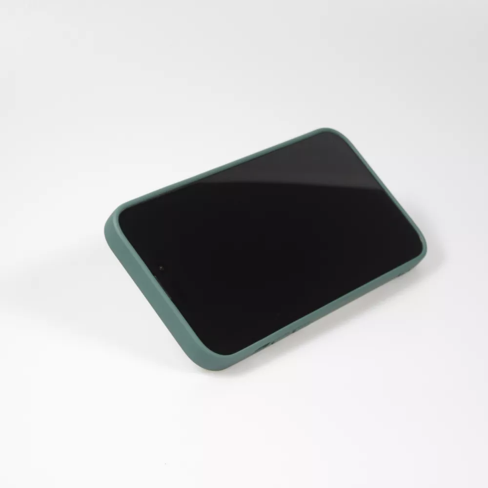 Coque iPhone 14 - Soft Touch avec anneau - Vert foncé