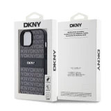 iPhone 15 Case Hülle - DKNY Silikon Kunstleder Monogramm Metall-Logo - Schwarz