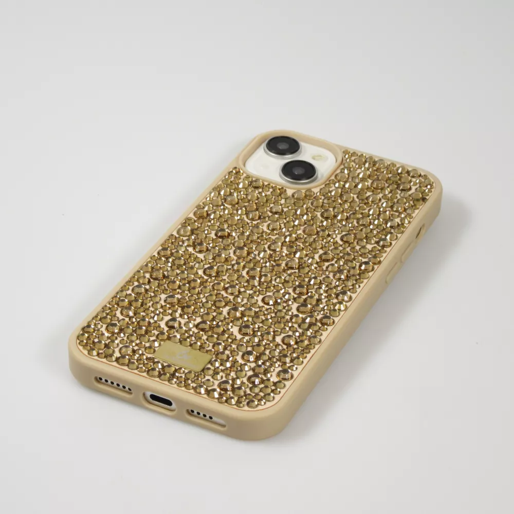 Coque iPhone 15 Plus - Diamant strass The Bling World - Or