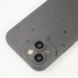 Coque iPhone 15 - Gel silicone souple avec protection caméra - Many hearts - Noir