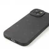 Coque iPhone 15 - Gel silicone souple avec protection caméra - Many hearts - Noir