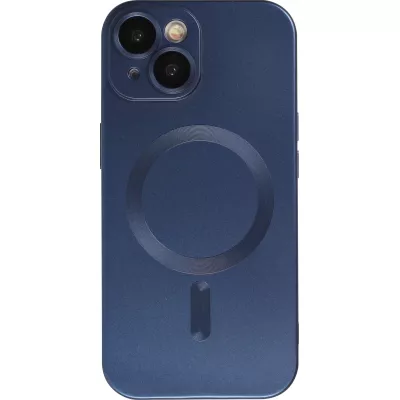 Coque iPhone 15 - Gel souple avec vitre de protection caméra MagSafe - Bleu foncé