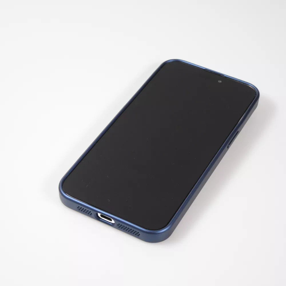 Coque iPhone 15 Plus - Gel souple avec vitre de protection caméra MagSafe - Bleu foncé
