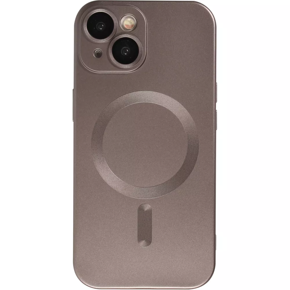 Coque iPhone 15 - Gel souple avec vitre de protection caméra MagSafe - Gris foncé