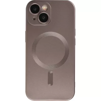 Coque iPhone 15 - Gel souple avec vitre de protection caméra MagSafe - Gris foncé