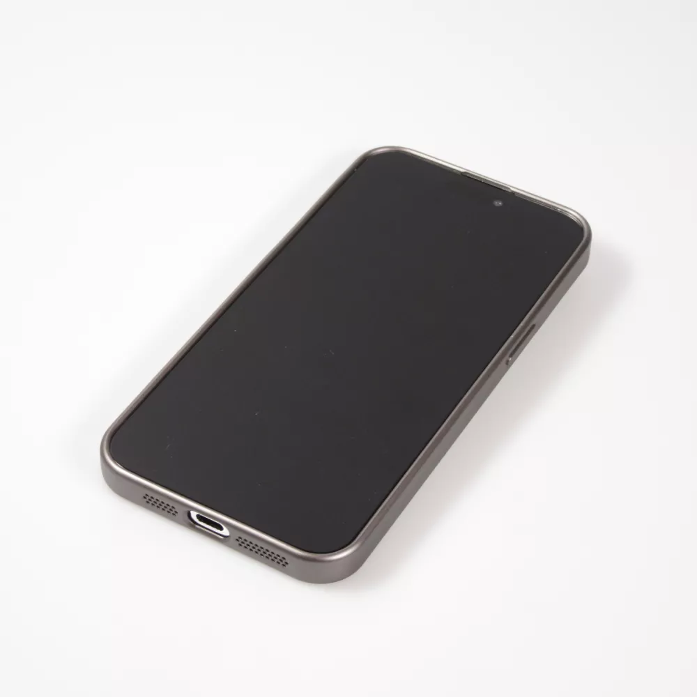 Coque iPhone 15 - Gel souple avec vitre de protection caméra MagSafe - Gris foncé