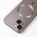 Coque iPhone 15 - Gel souple avec vitre de protection caméra MagSafe - Gris foncé